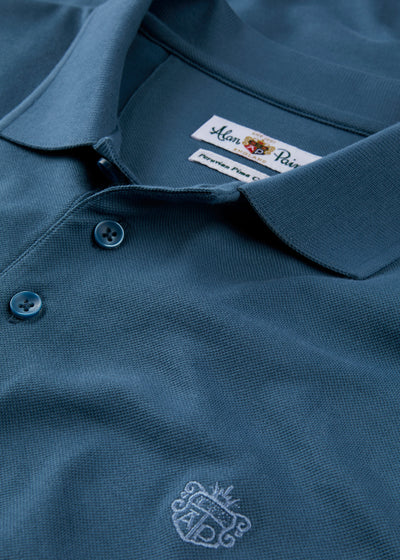 Men's Pique Cotton Polo Shirt in Blue