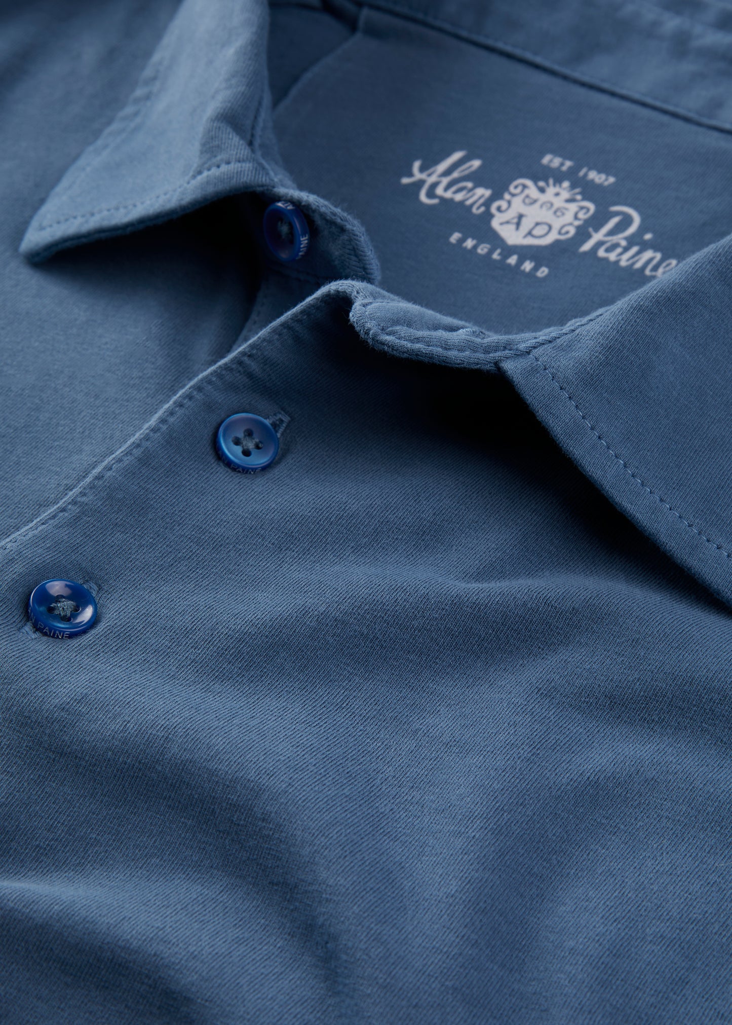 Men's Pique Cotton Polo Shirt in Blue
