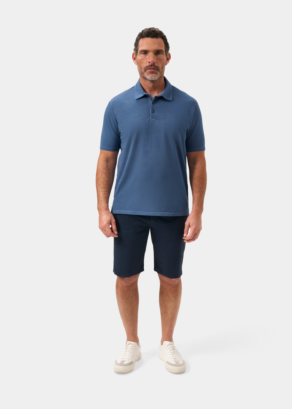 Men's Pique Cotton Polo Shirt in Blue