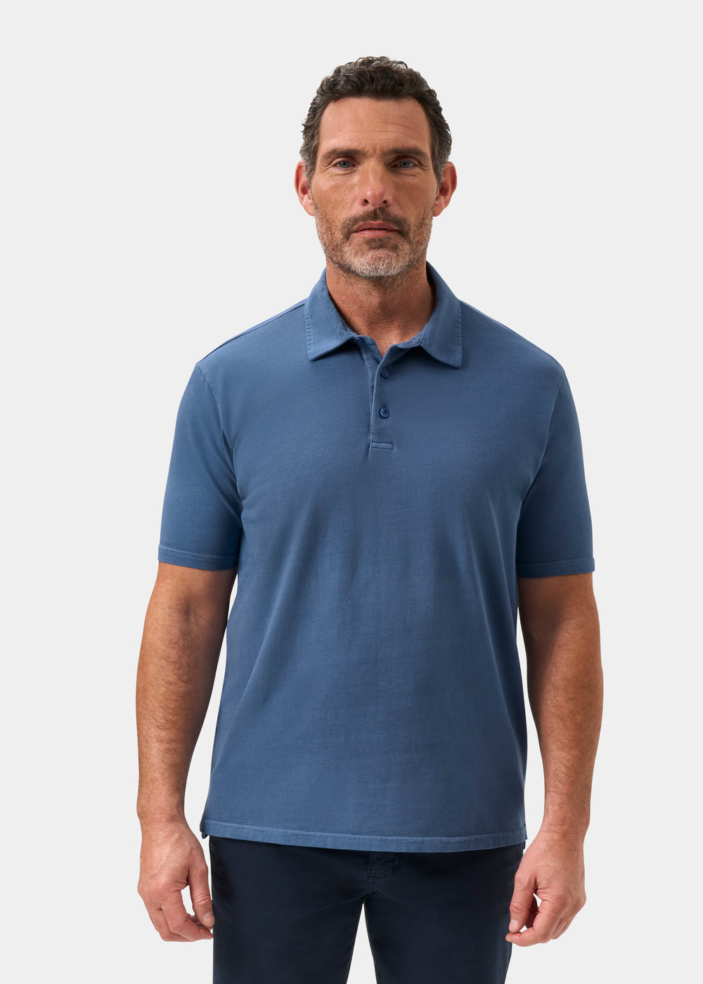 Men's Pique Cotton Polo Shirt in Blue