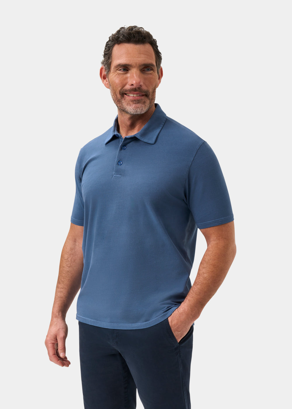 Men's Pique Cotton Polo Shirt in Blue