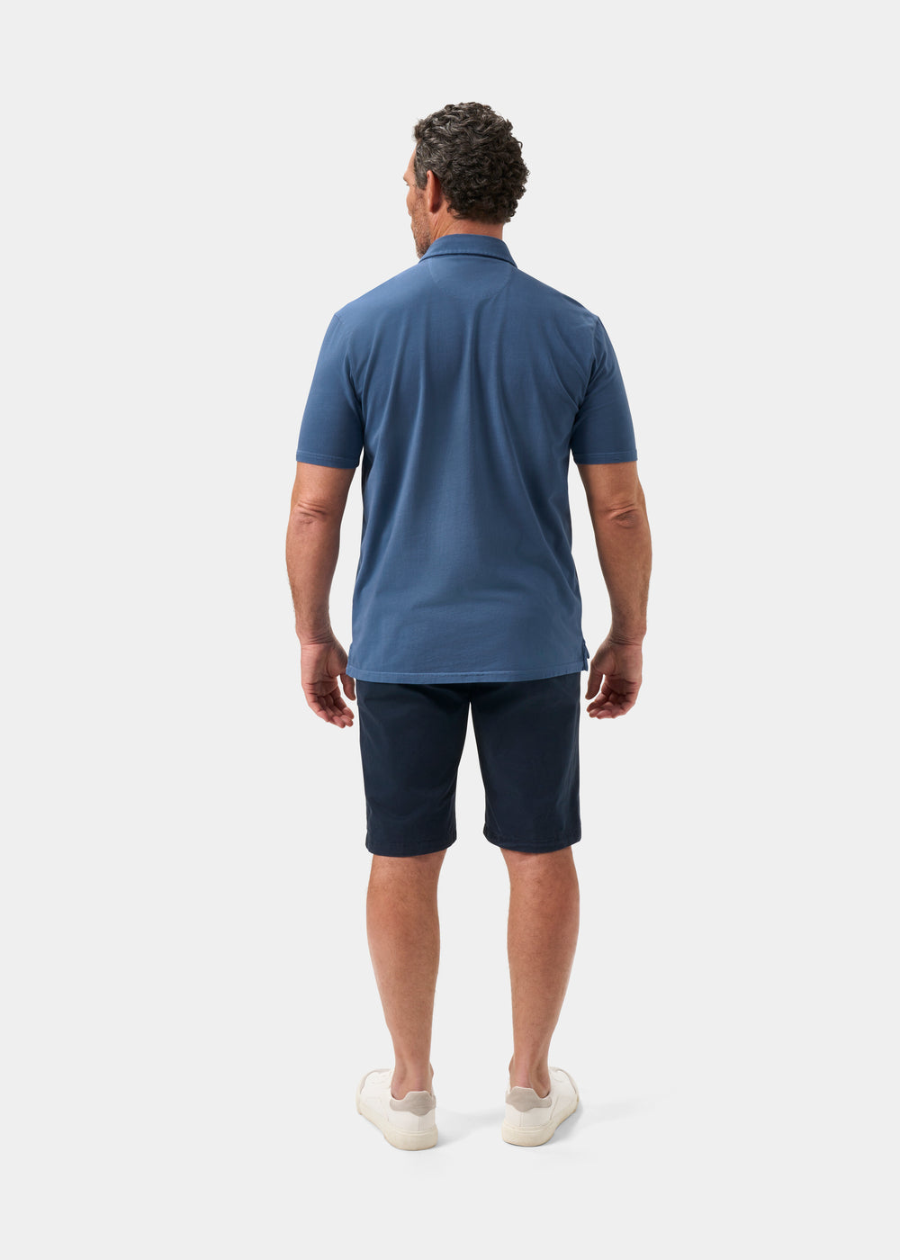 Men's Pique Cotton Polo Shirt in Blue