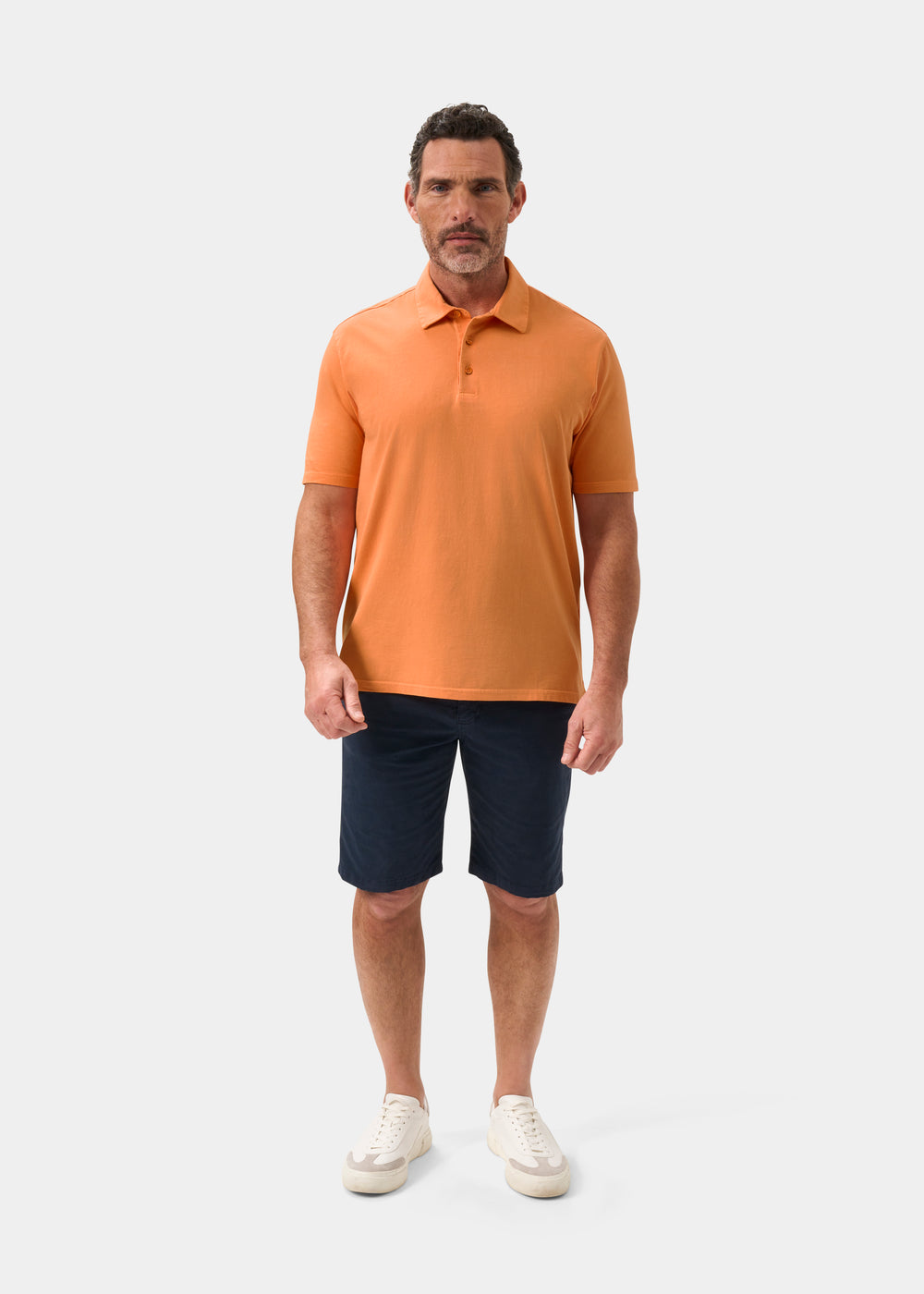 Men's Pique Cotton Polo Shirt in Orange