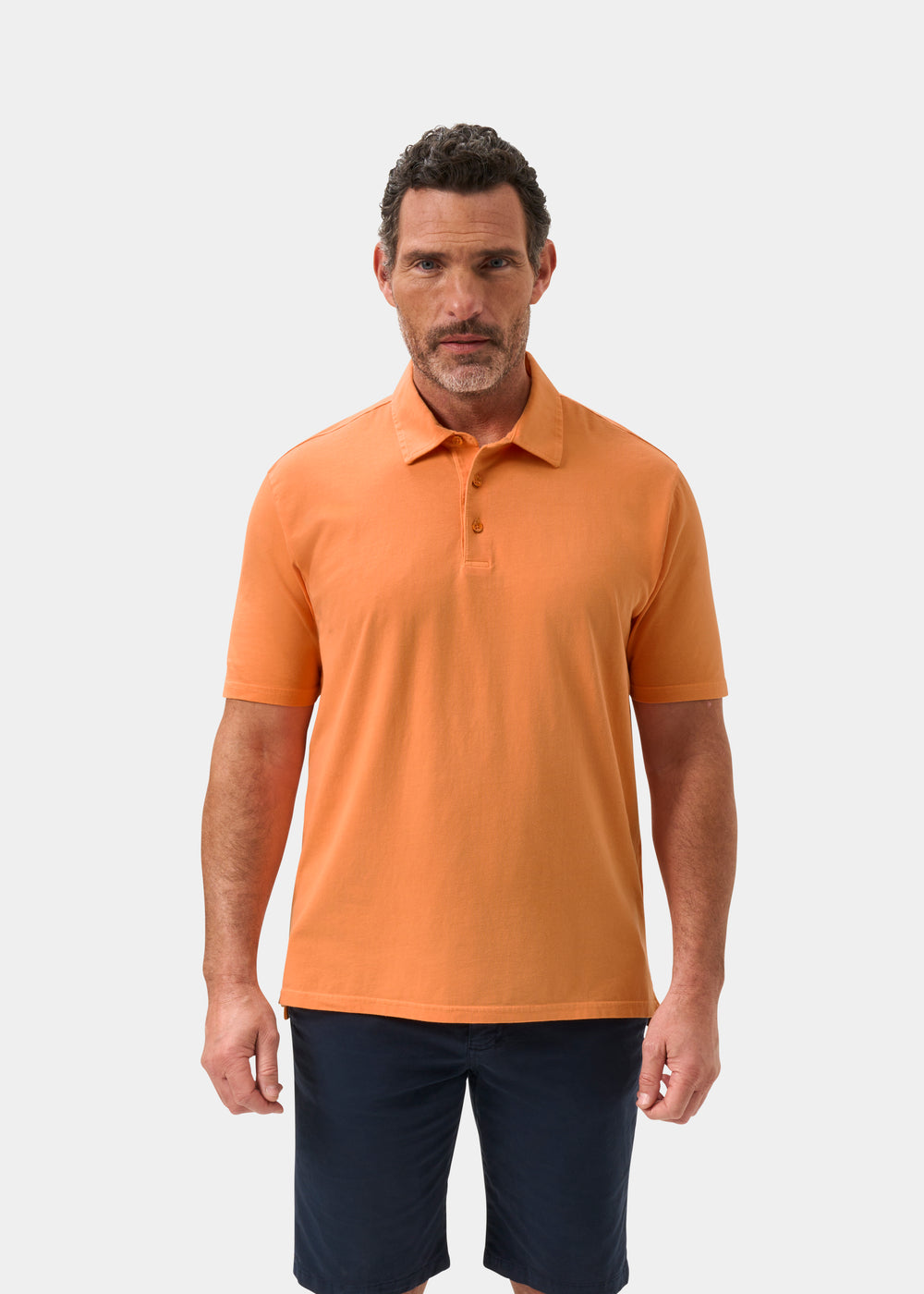 Men's Pique Cotton Polo Shirt in Orange