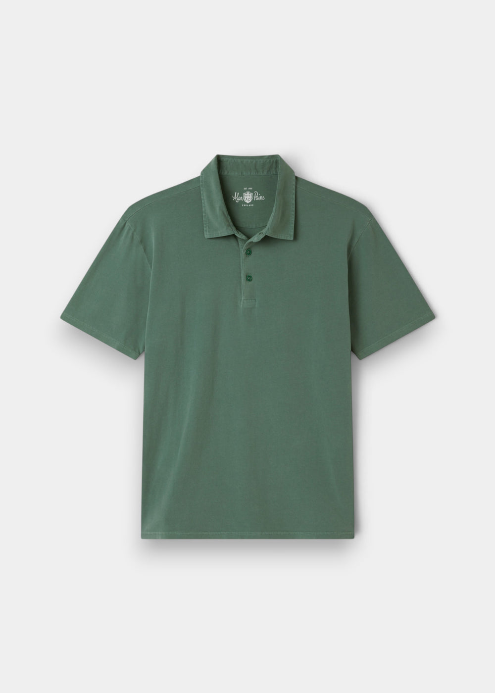 Tutbury Cotton Faded Dye Polo Shirt In Pine - Regular Fit