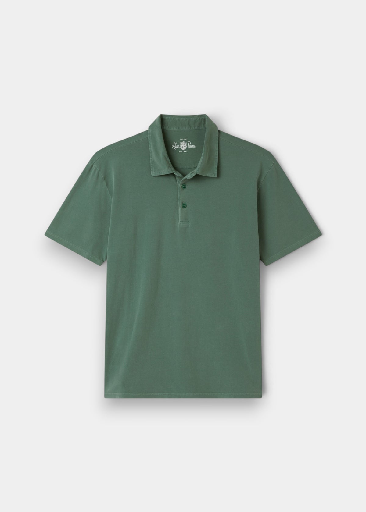 Tutbury Cotton Faded Dye Polo Shirt In Pine - Regular Fit