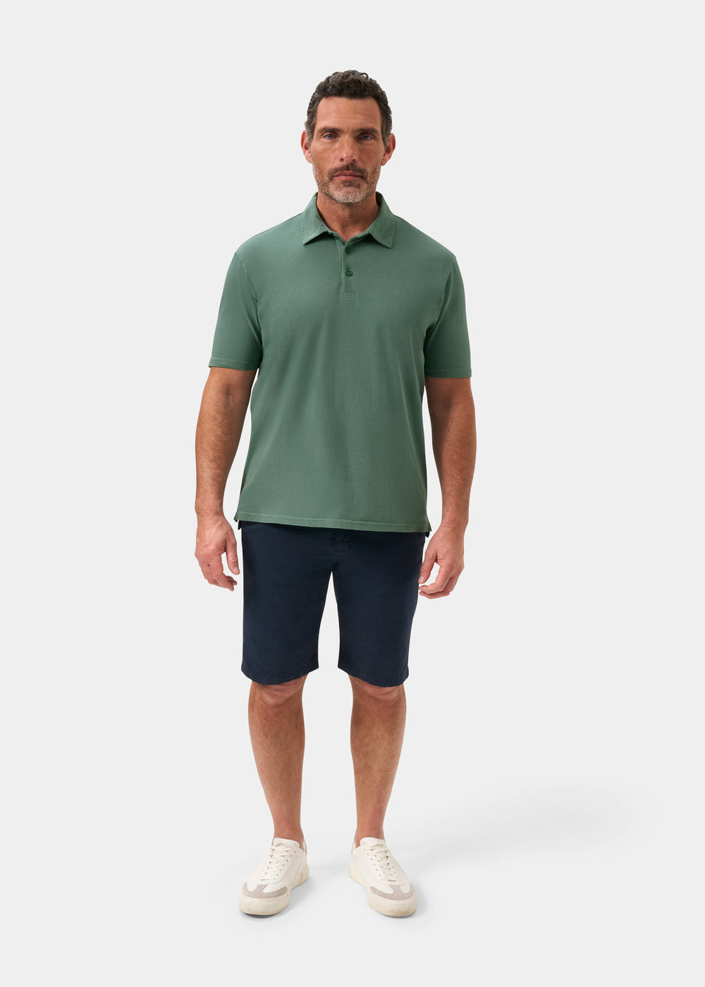 Men's Pique Cotton Polo Shirt in Green