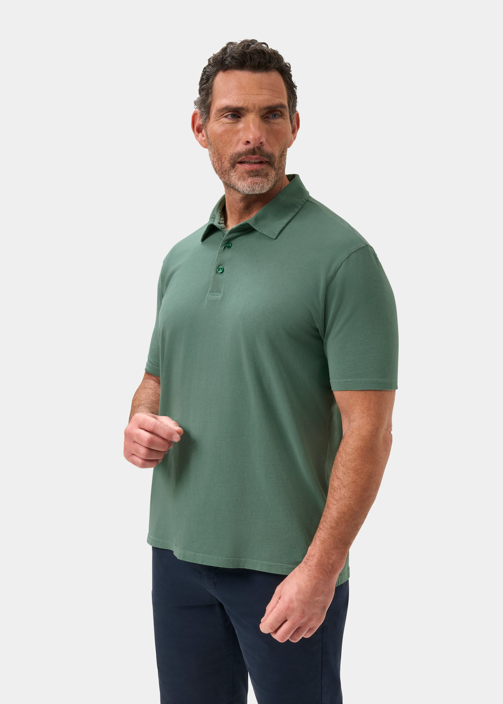 Men's Pique Cotton Polo Shirt in Green