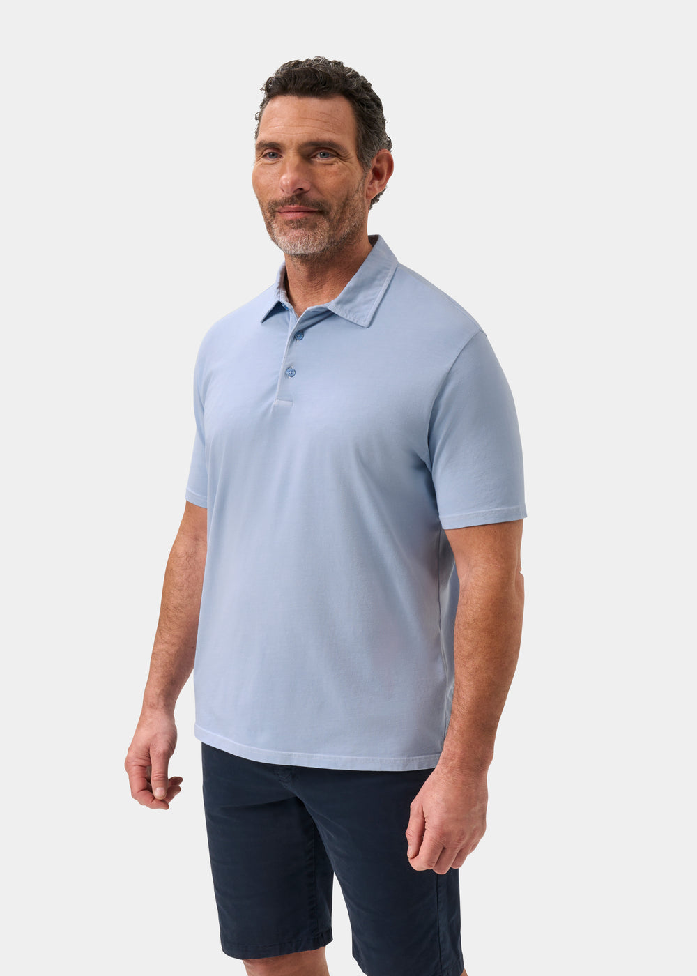 Men's Pique Cotton Polo Shirt in Light Blue