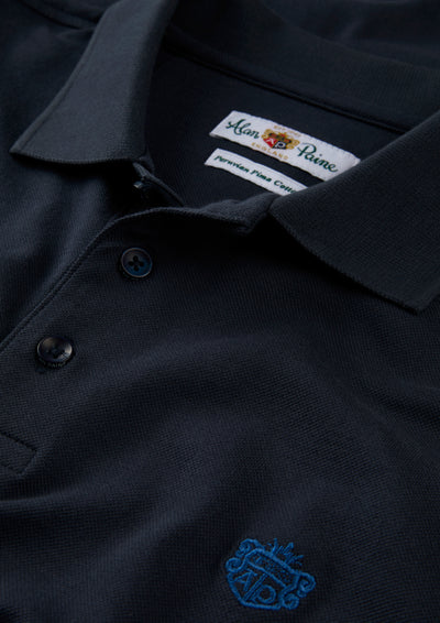 Men's Pique Cotton Polo Shirt in Navy