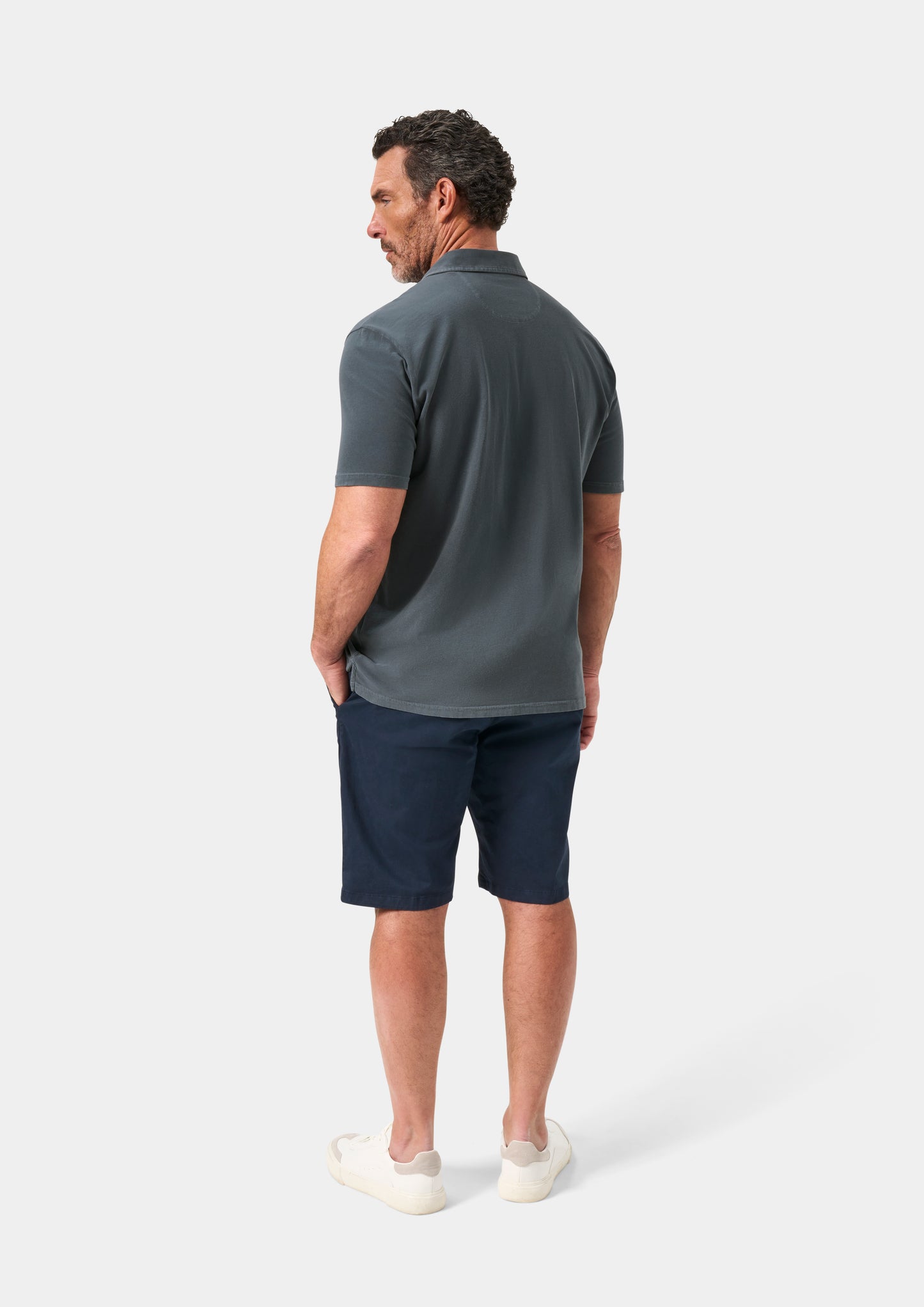 Men's Pique Cotton Polo Shirt in Navy