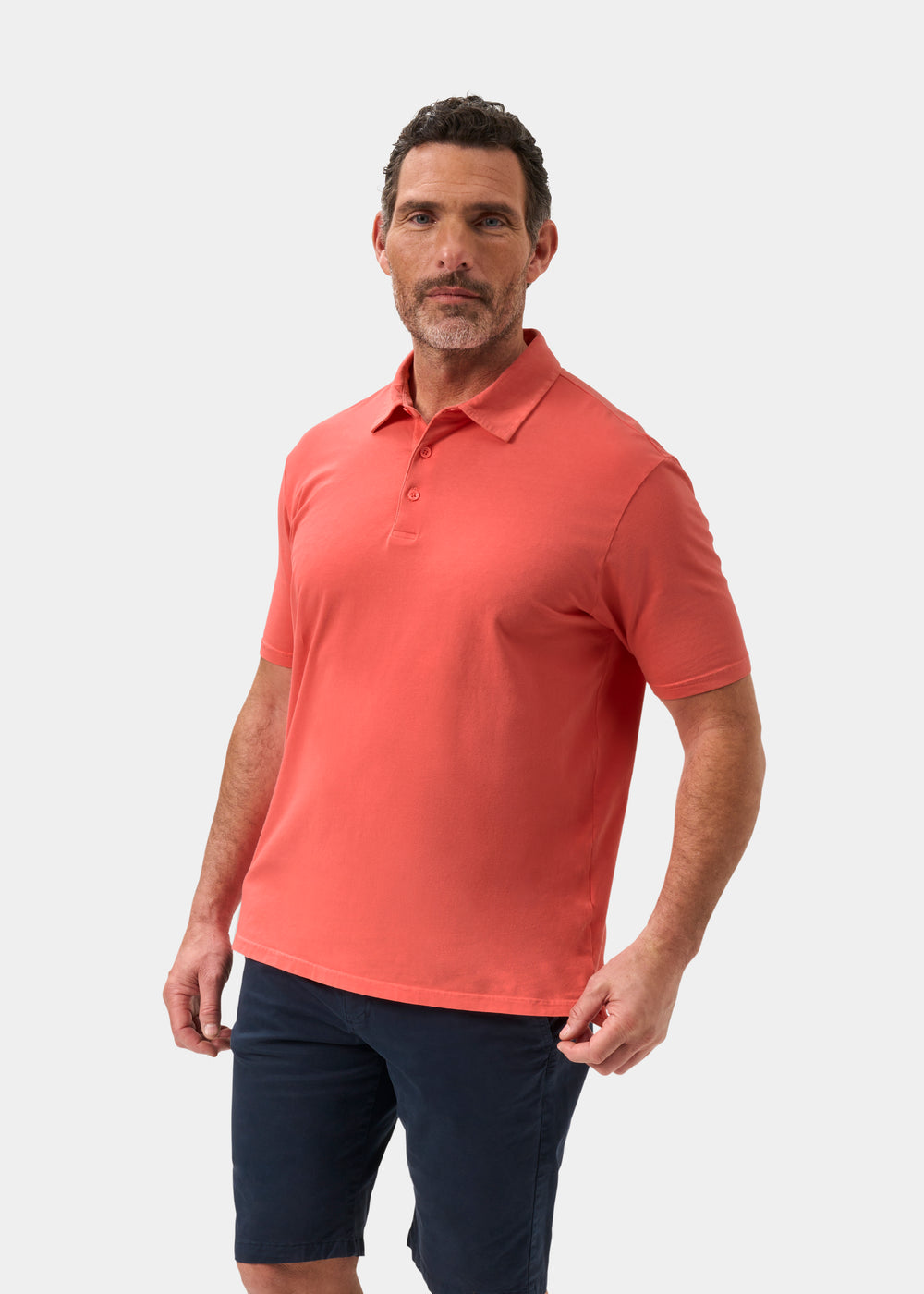 Men's Pique Cotton Polo Shirt in Orange