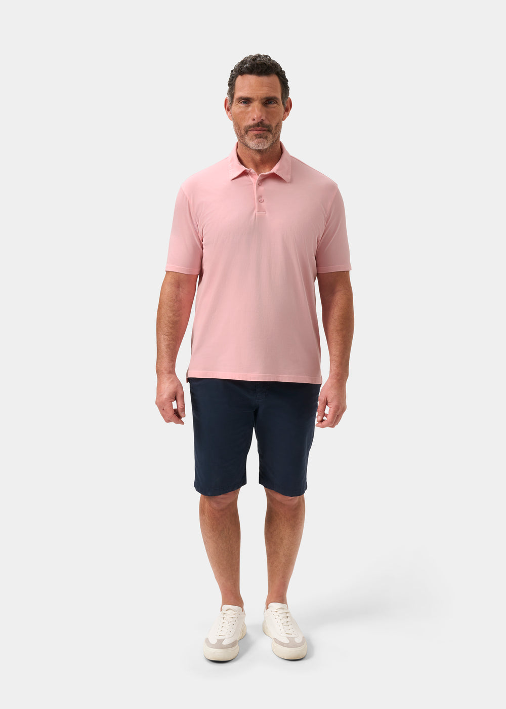 Men's Pique Cotton Polo Shirt in Pale Pink