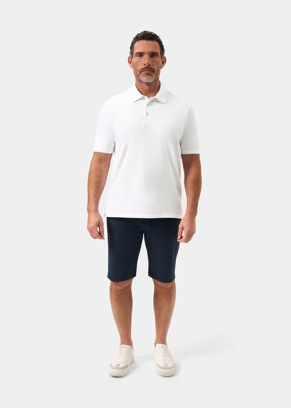 Men's Pique Cotton Polo Shirt in White