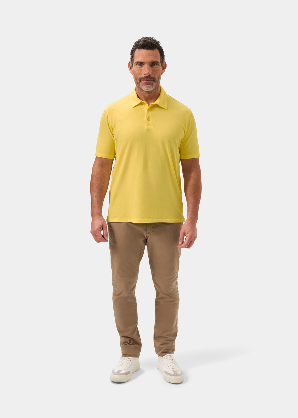 Men's Pique Cotton Polo Shirt in Yellow