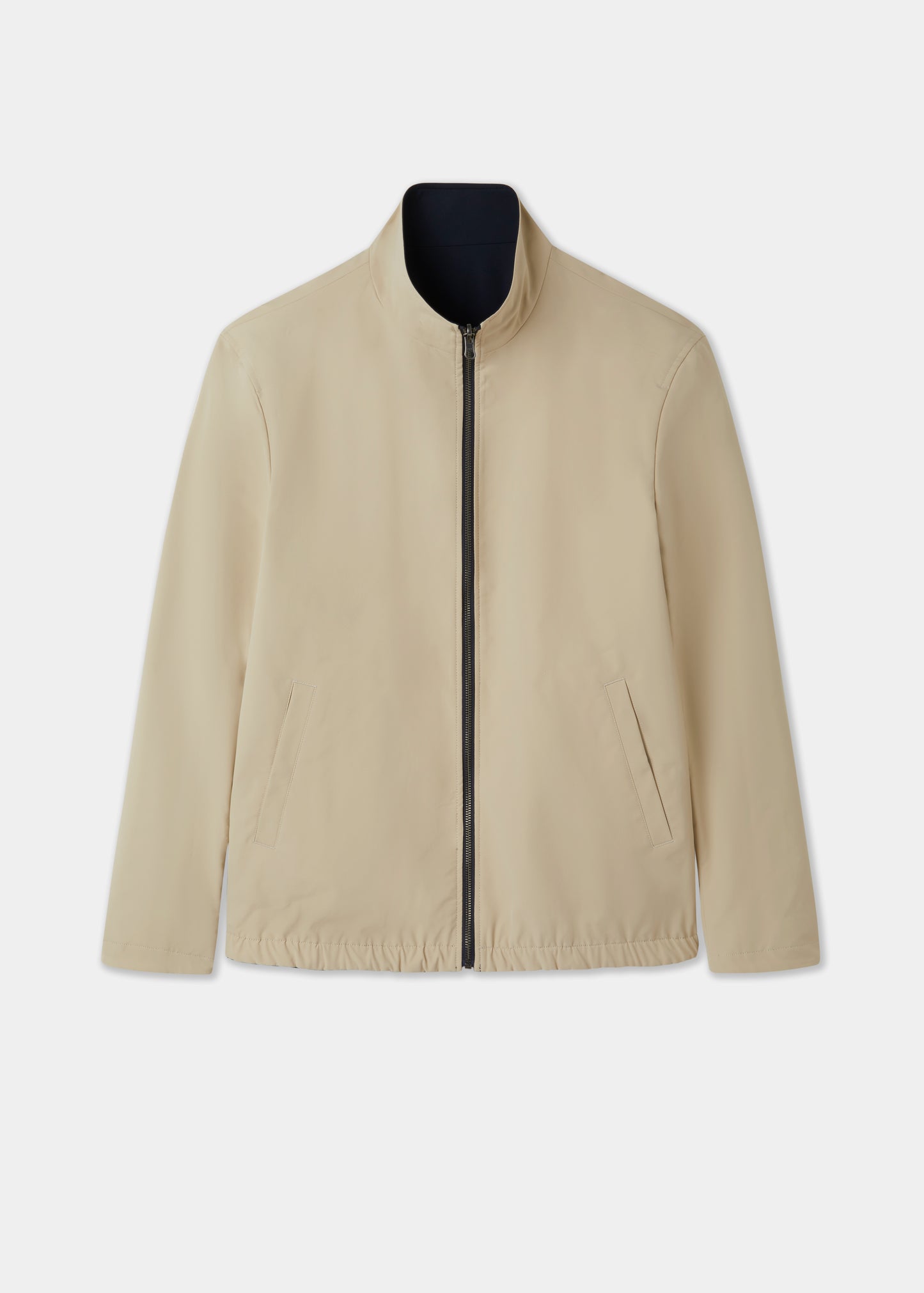 Men's Polyester Reversible Bomber Jacket in Beige & Navy