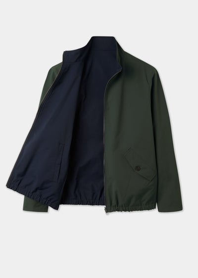 Men's Polyester Reversible Bomber Jacket in Green & Navy