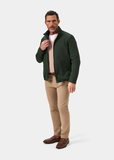 Men's Polyester Reversible Bomber Jacket in Green & Navy
