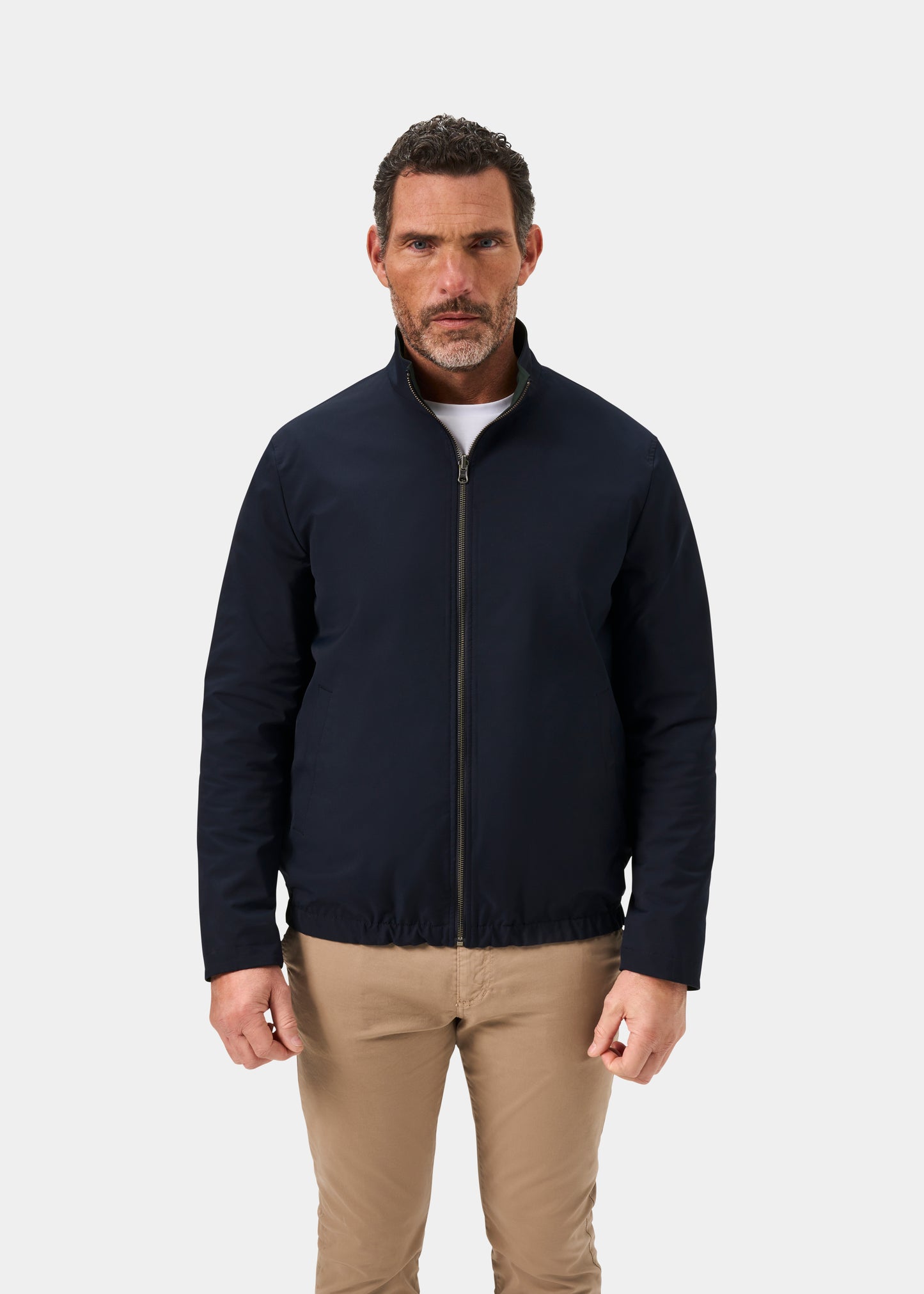 Men's Polyester Reversible Bomber Jacket in Green & Navy