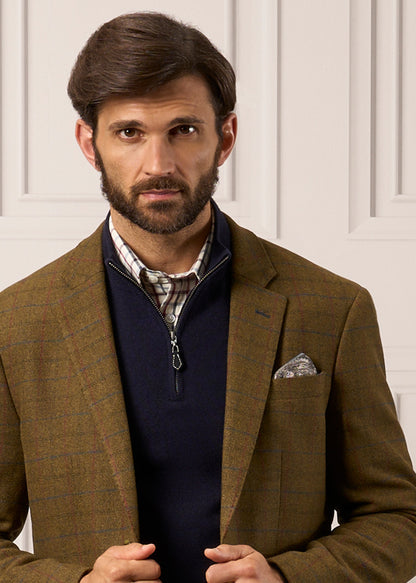 Blazer foderato in tweed Surrey color moro - Vestibilità regolare