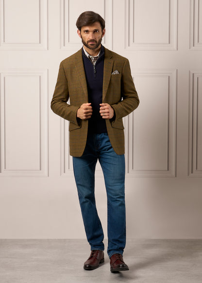 Blazer foderato in tweed Surrey color moro - Vestibilità regolare