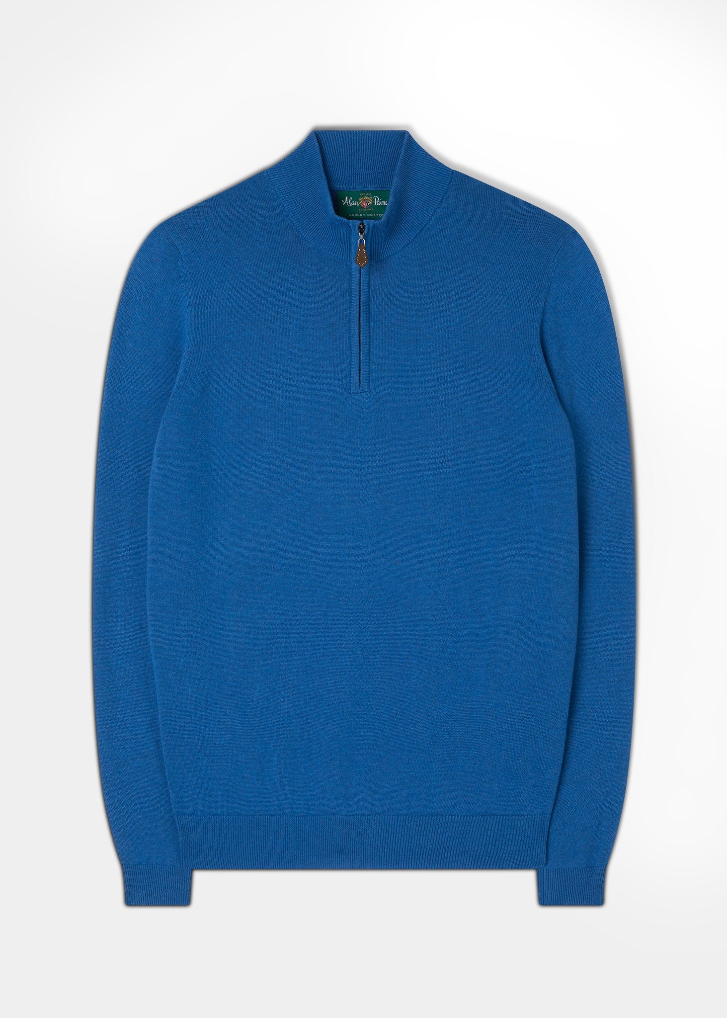 Men's Cotton Cashmere 1/4 Zip Jumper In Regatta.