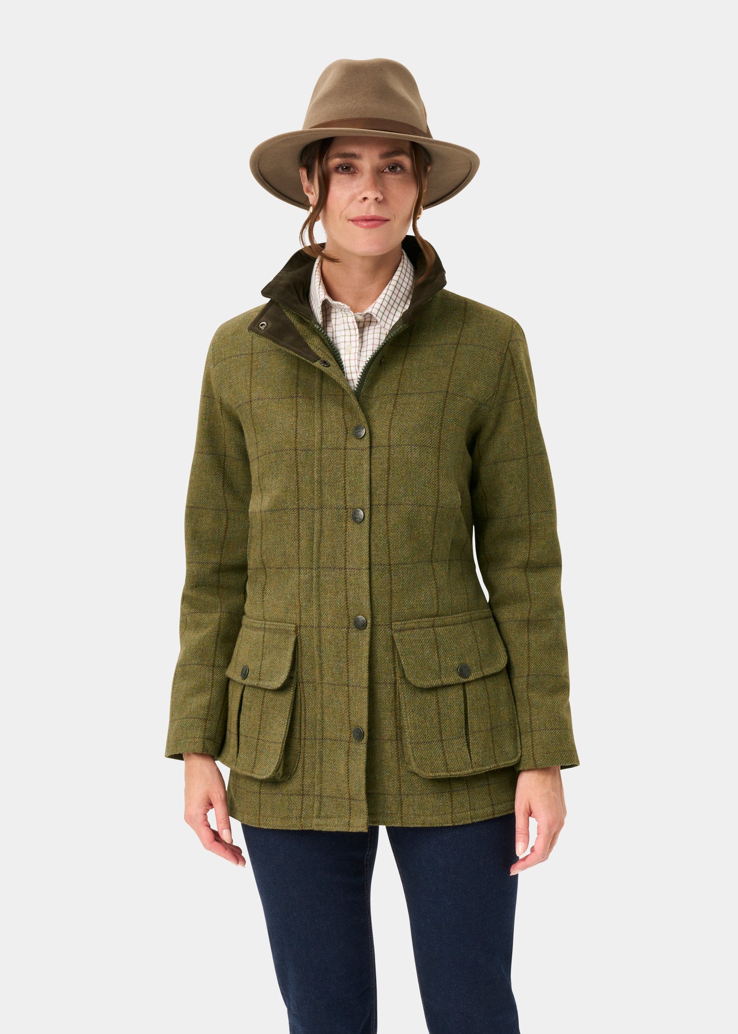 Rutland Ladies Tweed Waterproof Shooting Coat in Lichen  -  Shooting Fit