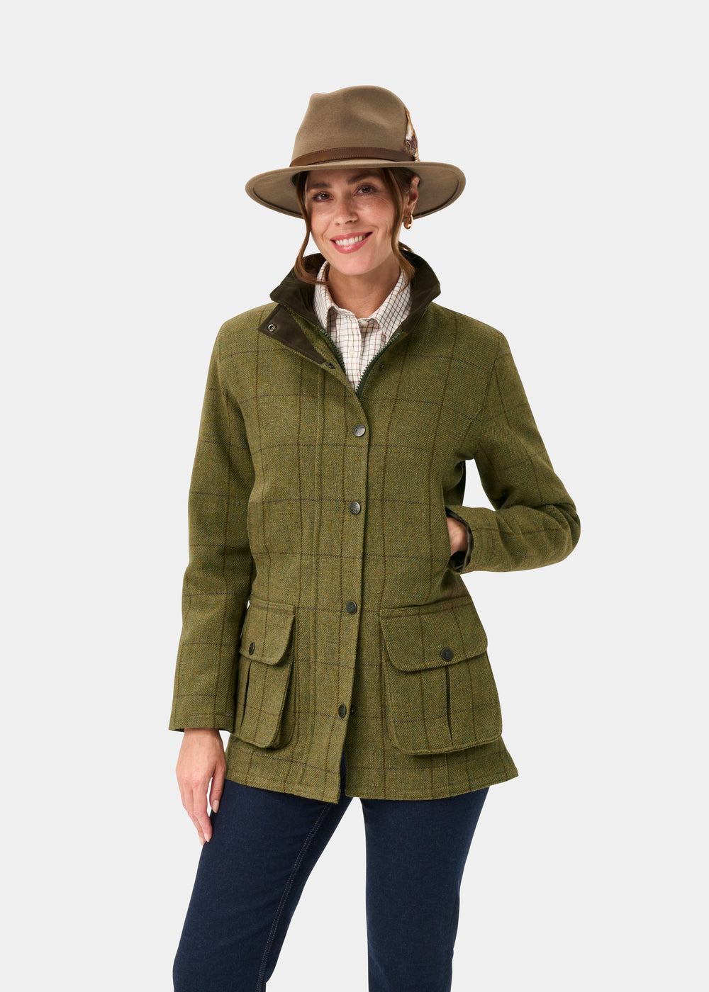 Rutland Ladies Tweed Waterproof Shooting Coat in Lichen  -  Shooting Fit