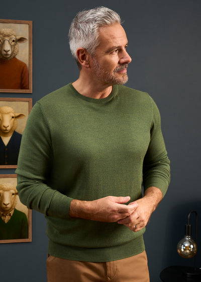 Radstone Men's Merino Wool Jumper in Forest