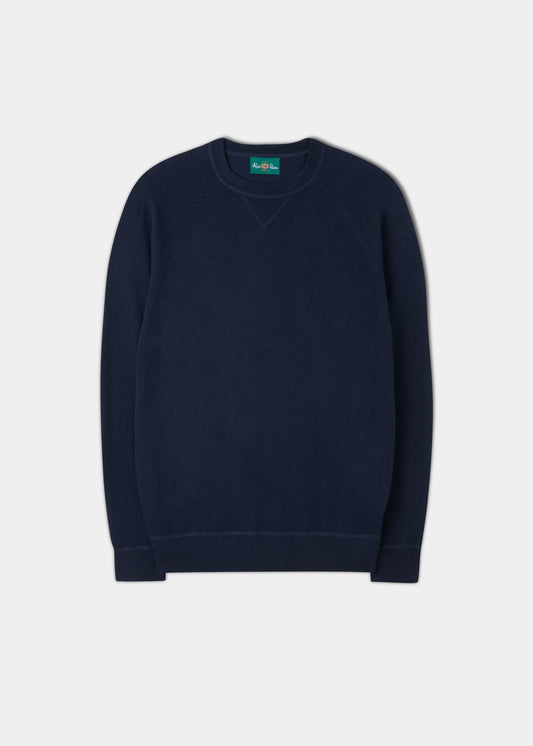 Felpa girocollo in cotone merino Saddington in blu scuro