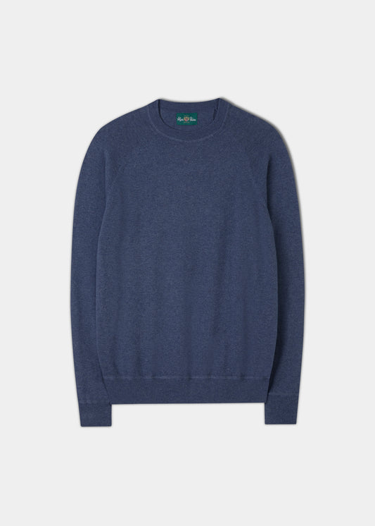 Felpa girocollo in cotone merino di Saddington in denim