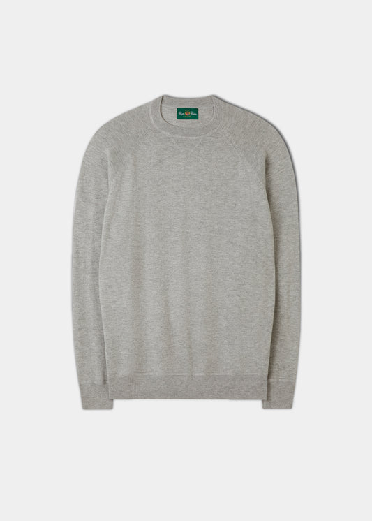 Felpa girocollo in cotone merino Saddington in misto grigio chiaro