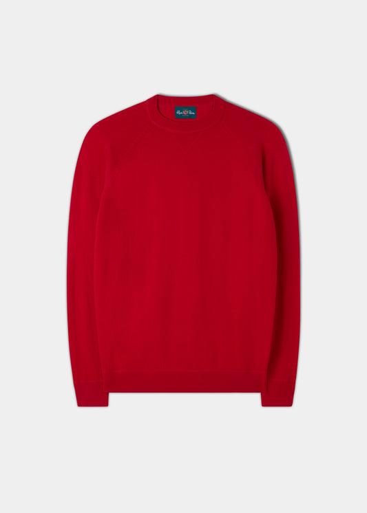 Felpa girocollo in cotone merino Saddington di colore rosso