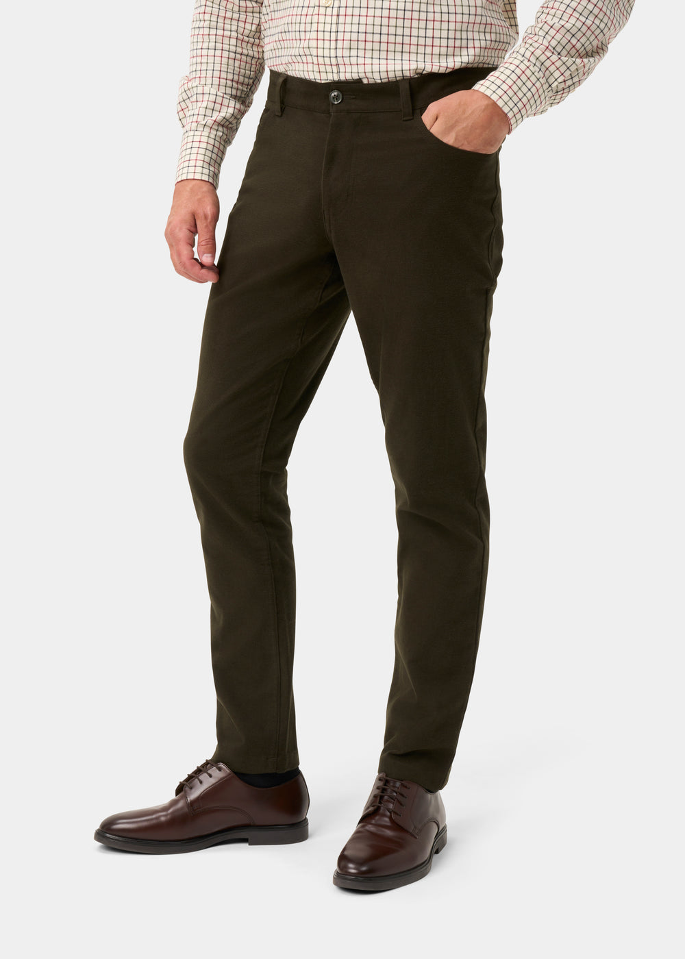 Southoak Moleskin Men's Trousers In Olive - Regular Fit