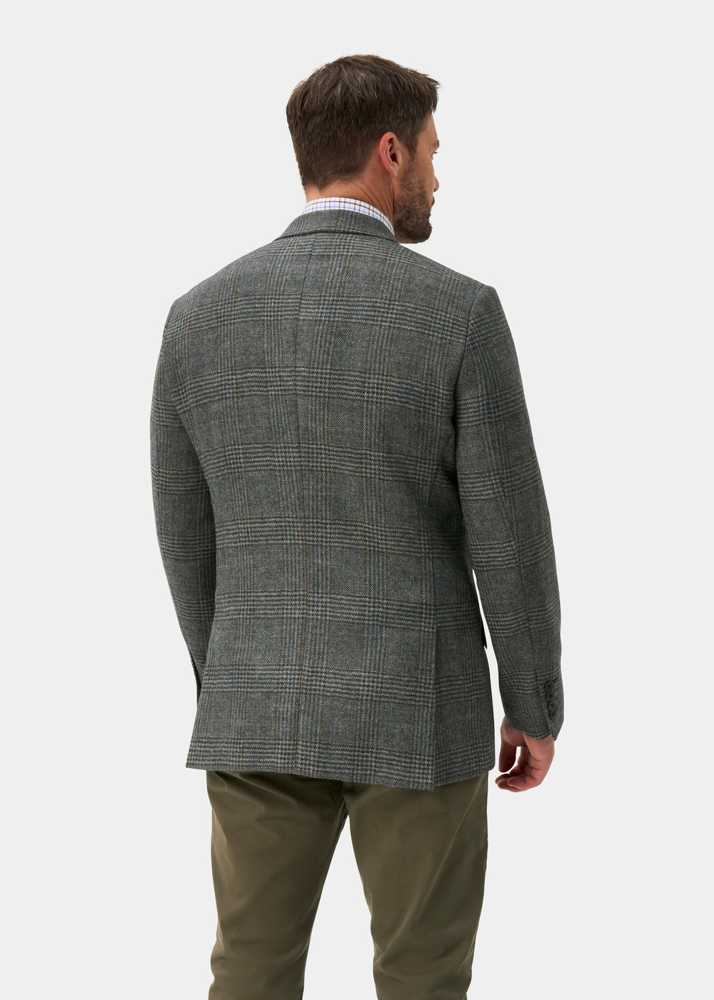 Surrey Men's Tweed Water Repellent Lined Blazer in Blue Check  -  Regular Fit