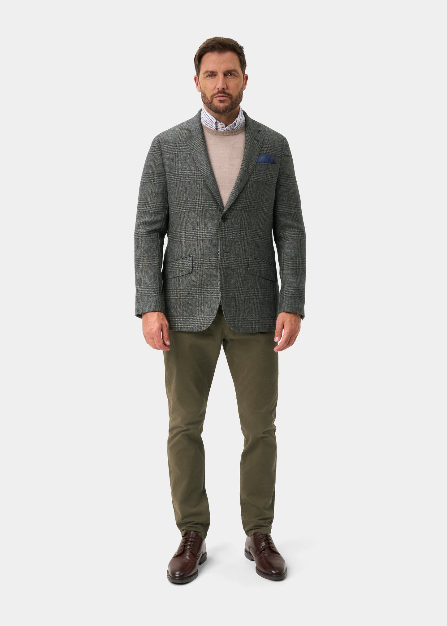 Surrey Men's Tweed Water Repellent Lined Blazer in Blue Check  -  Regular Fit