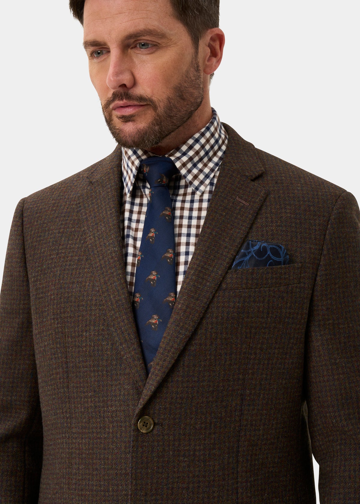 Surrey da uomo Tweed Acqua Repellent Foderato Blazer in Bramble  -  Vestibilità regolare