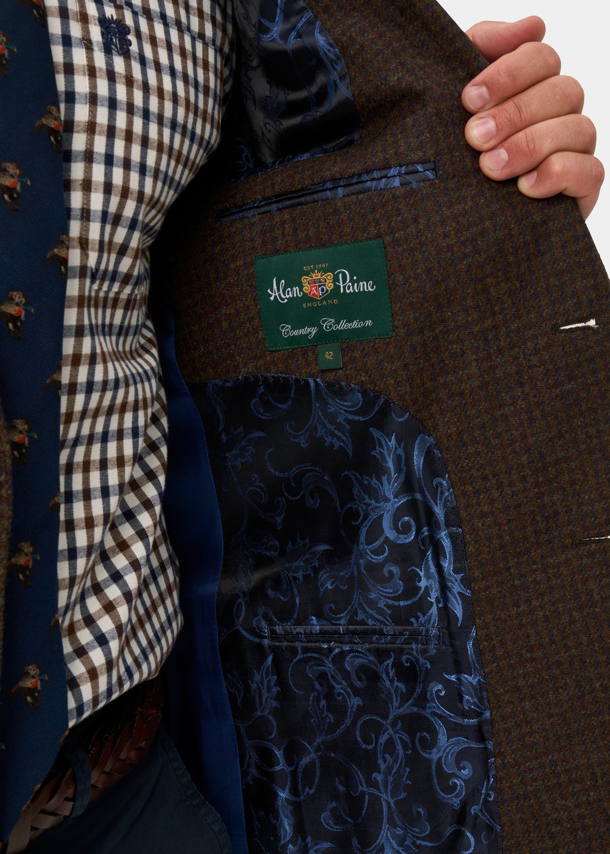 Surrey da uomo Tweed Acqua Repellent Foderato Blazer in Bramble  -  Vestibilità regolare