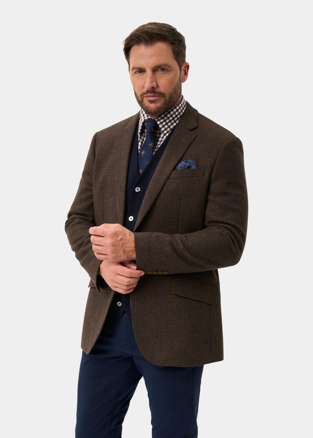 Surrey da uomo Tweed Acqua Repellent Foderato Blazer in Bramble  -  Vestibilità regolare