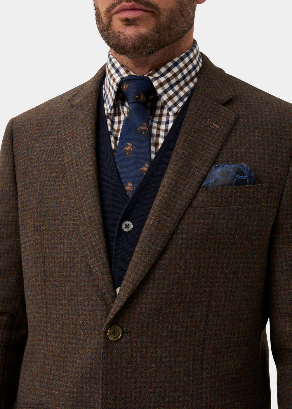 Surrey da uomo Tweed Acqua Repellent Foderato Blazer in Bramble  -  Vestibilità regolare