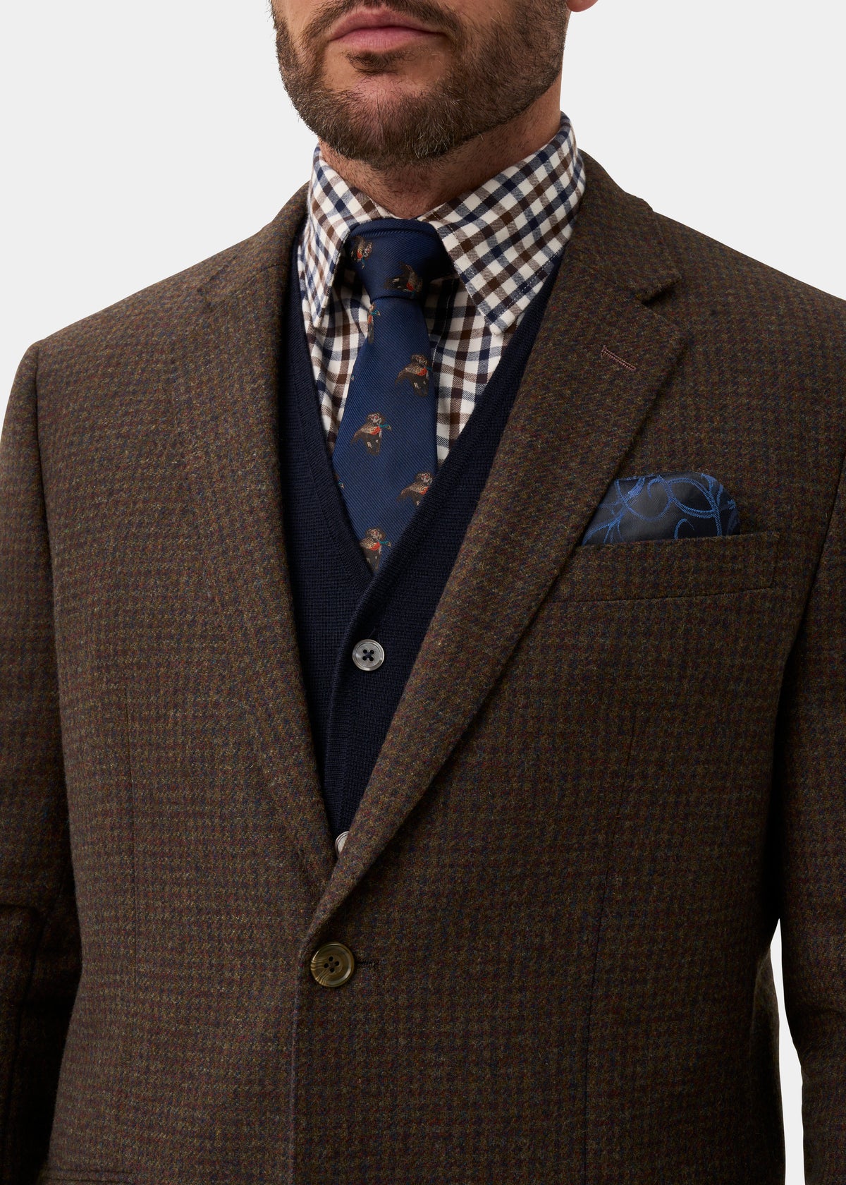 Surrey da uomo Tweed Acqua Repellent Foderato Blazer in Bramble  -  Vestibilità regolare