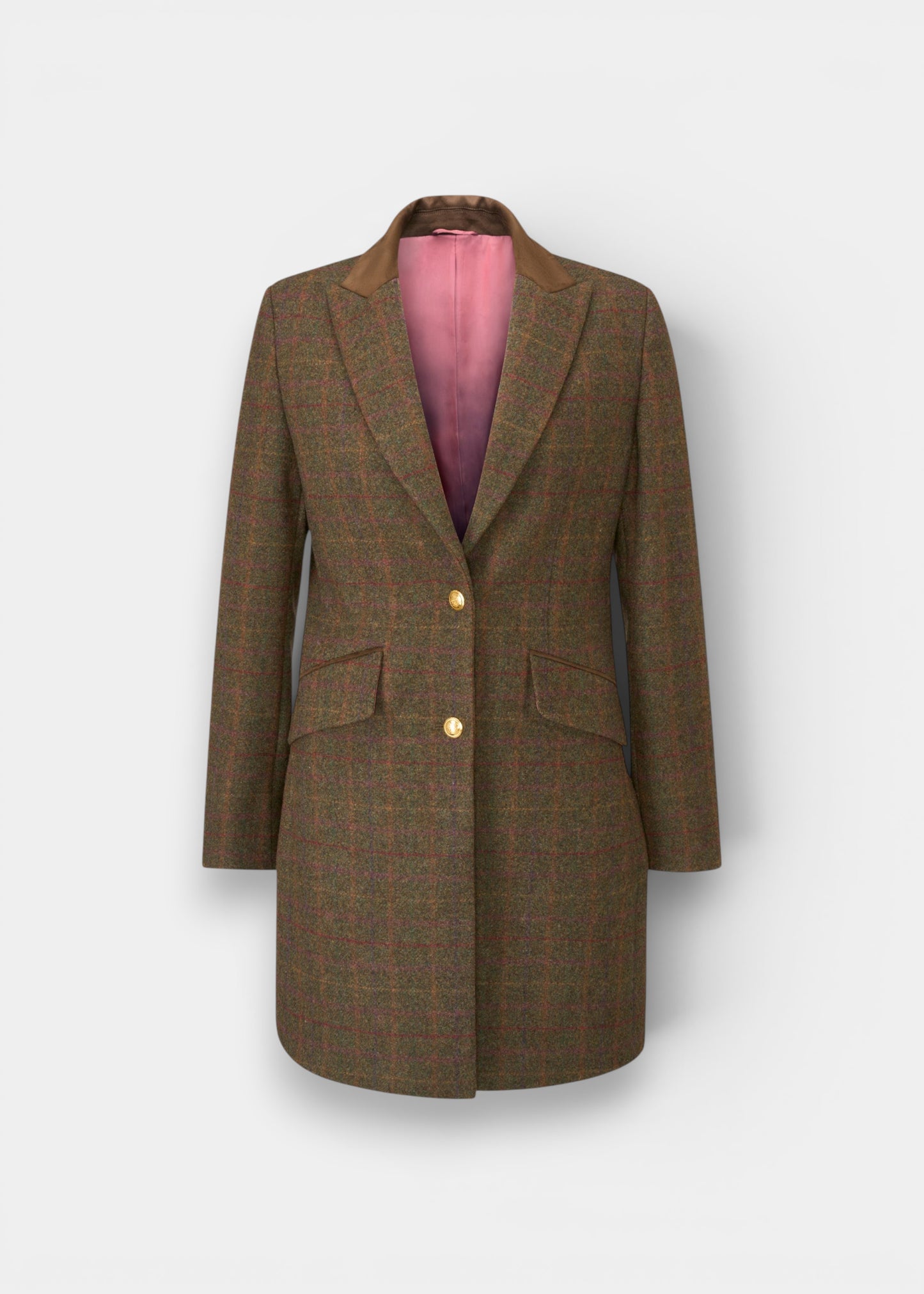 Surrey Ladies Tweed Water Repellent Mid-Thigh Coat in Hemlock  -  Regular Fit