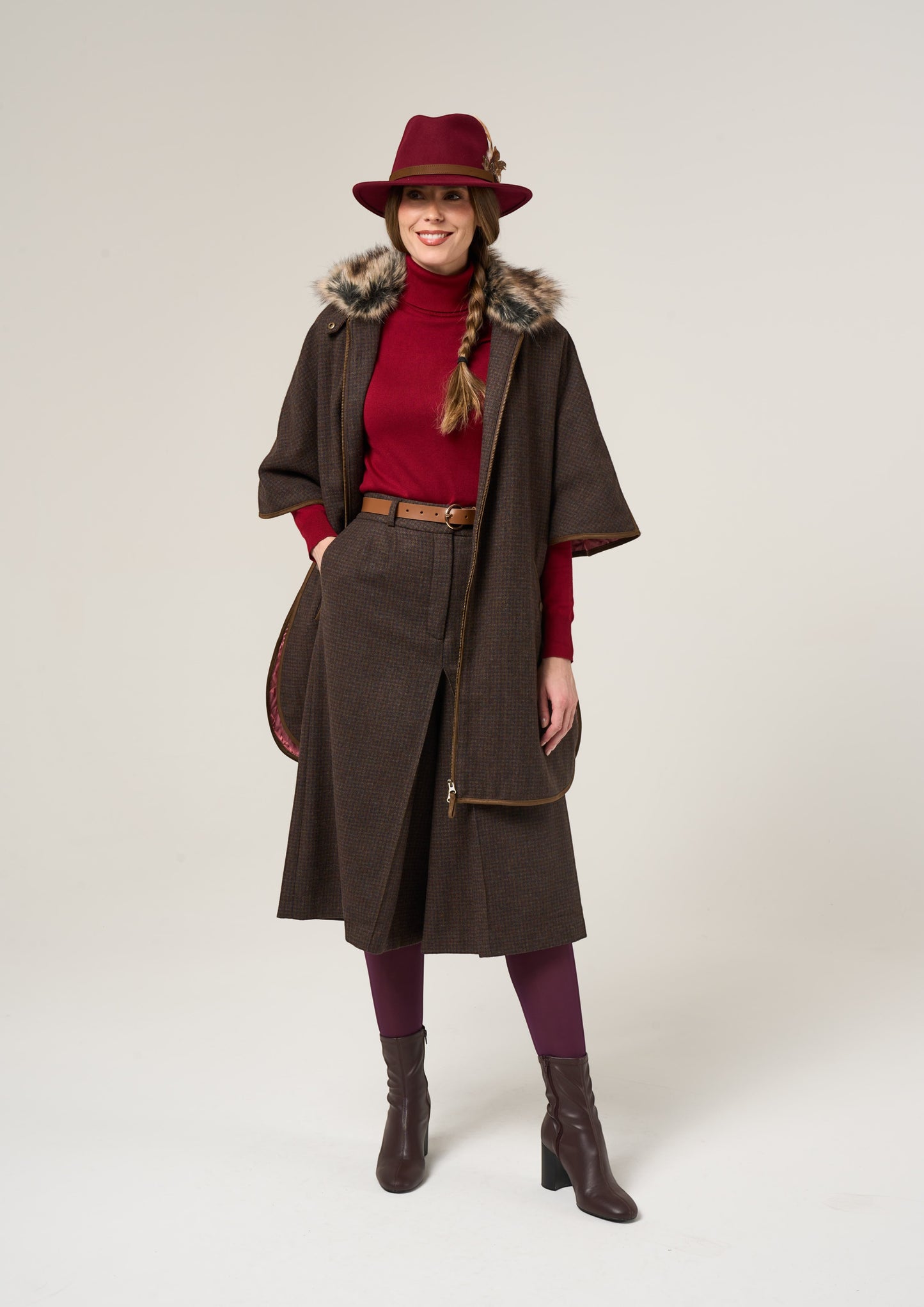 Surrey Ladies Tweed Culottes In Bramble