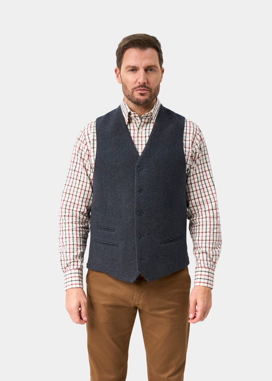 Surrey da uomo Tweed Acqua Repellent Foderato Waistcoat in Blue  -  Vestibilità regolare