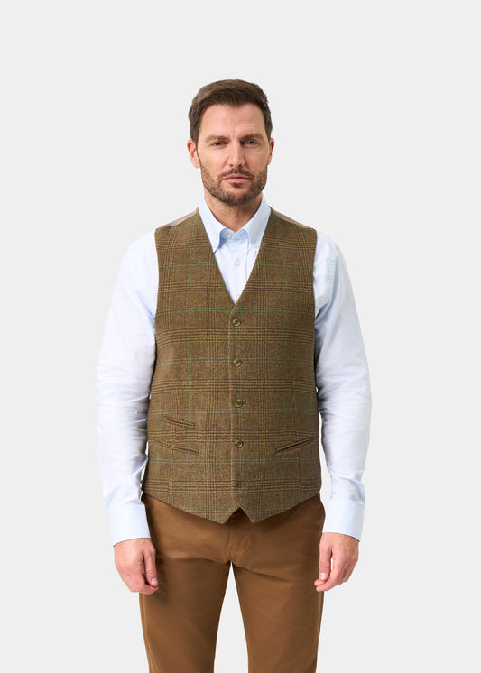 Surrey da uomo Tweed Acqua Repellent Foderato Waistcoat in Marsh  -  Vestibilità regolare