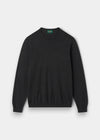 Alan Paine anthracite grey luxury crew neck jumper made from a soft blend of pima cotton, silk, and cashmere.