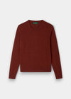 Ivy Wool & Cashmere Crew Neck Jumper in Autumn, rust color, long sleeves, shown flat on a light gray background.