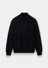 Linton Merino Wool Roll Neck Jumper in black, regular fit, long sleeves, shown flat on a plain white background.