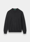 Alan Paine charcoal grey luxury crew neck jumper in a soft cotton, silk, and cashmere blend with ribbed hem and cuffs.