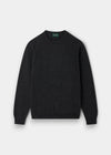 Alan Paine charcoal grey lambswool crew neck jumper with ribbed cuffs and hem in a regular fit.